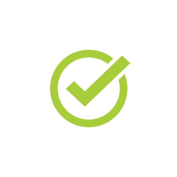 Tick icon vector symbol, green checkmark isolated, checked icon or correct choice sign, check mark or checkbox pictogram Tick icon vector symbol, green checkmark isolated on white background, checked icon or correct choice sign, check mark or checkbox pictogram paying bills stock illustrations