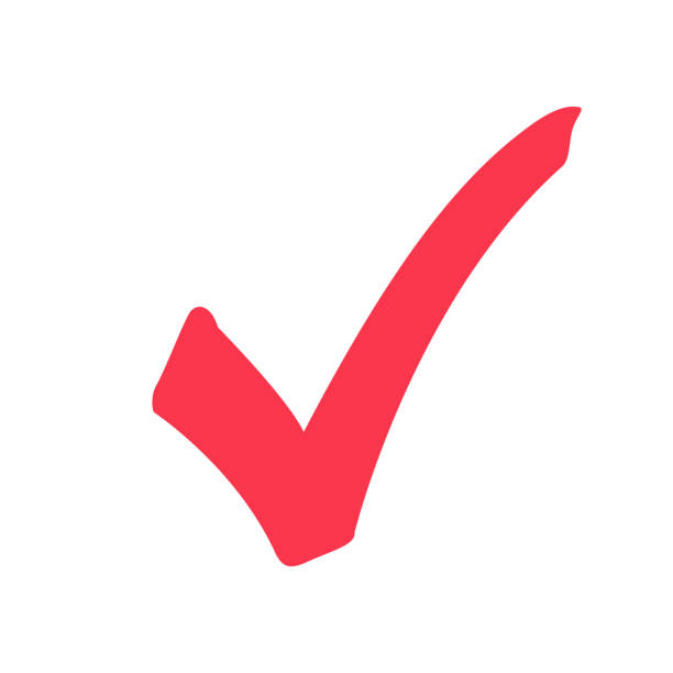 символ вектора значка тик, маркер красный галочку изолированы на белом фоне, проверил значок или правильный выбор знака каракули. - check mark stock illustrations