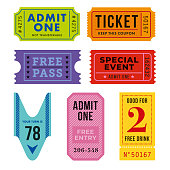 Ticket for event or program access. Stock illustration
