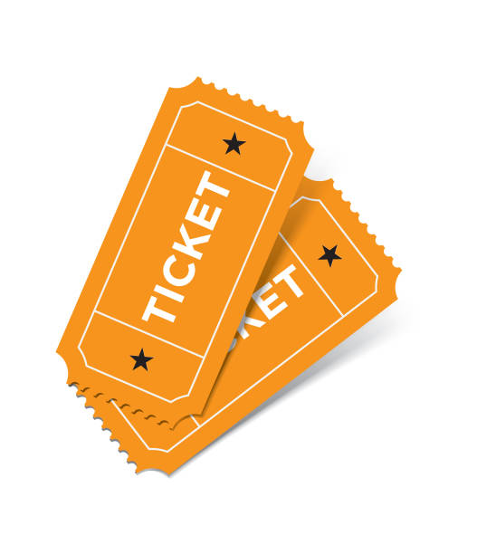 Ticket Set On White Background Retro styled ticket set on white background. Tickets are orange in color and casting soft shadows on the background. Vector illustration. tickets stock illustrations