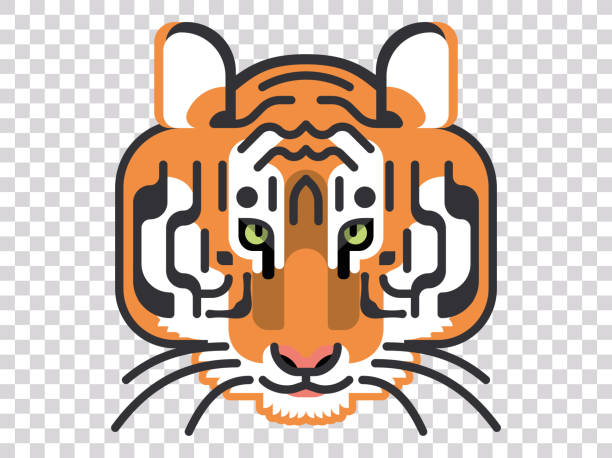 Tiger face vector illustration Year of the Tiger geometric icon on transparent background vector art illustration