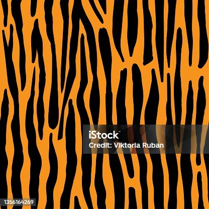 istock Tiger fur repeating texture, Animal skin stripes, Tiger stripe tiling pattern, Seamless vector pattern 1356164269