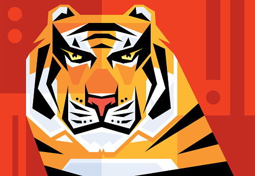 vector illustration of tiger head character