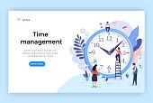 Time management concept illustration, perfect for web design, banner, mobile app, landing page, vector flat design