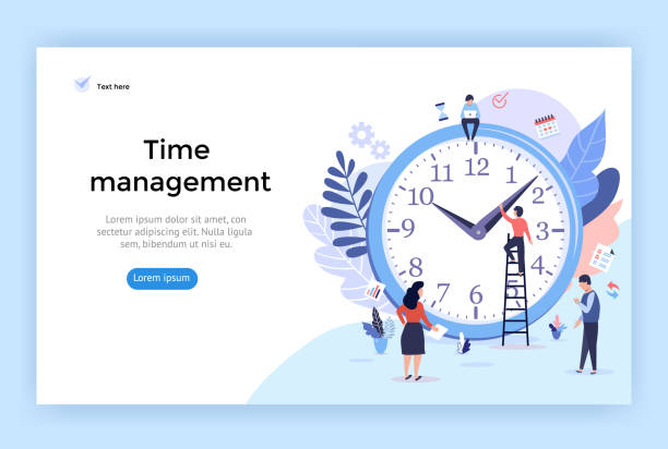 Time management concept illustration. Time management concept illustration, perfect for web design, banner, mobile app, landing page, vector flat design time illustrations stock illustrations