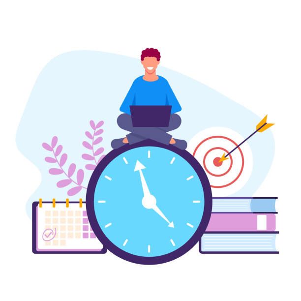 Time management concept. Vector flat graphic design isolated illustration Time management concept. Vector flat graphic design isolated deadline stock illustrations