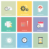 Time Management Icon Set Flat Design