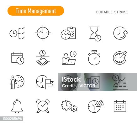istock Time Management Icons - Line Series - Editable Stroke 1300285696