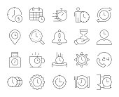 Time Management Thin Line Icons Vector EPS File.