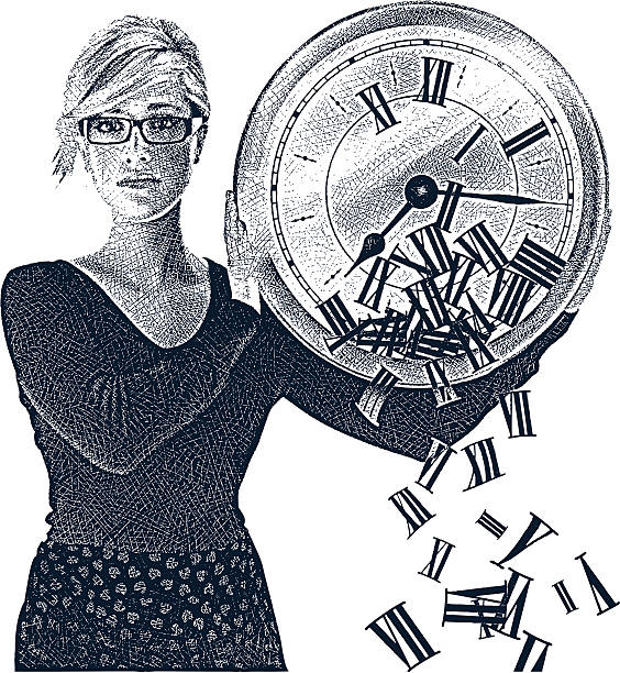stockillustraties, clipart, cartoons en iconen met time - woman checking watch
