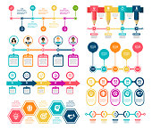 Vector illustration of the timeline infographic elements.