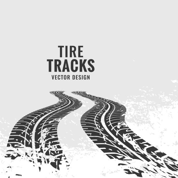 tire tracks mark in perspective tire tracks mark in perspective skid mark stock illustrations