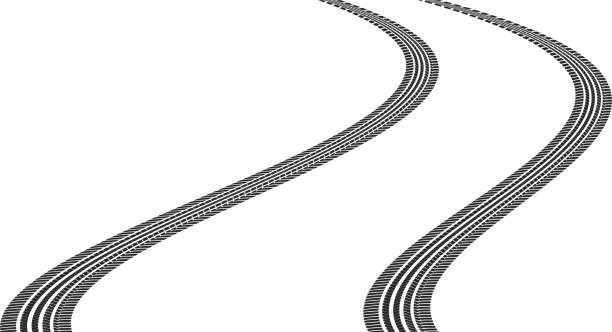 tire tracks tire tracks in a bend truck clipart stock illustrations