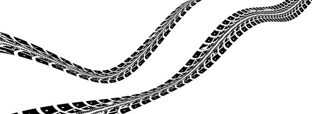 Tire tracks vector illustration Tire tracks. Vector illustration on white background cycling backgrounds stock illustrations