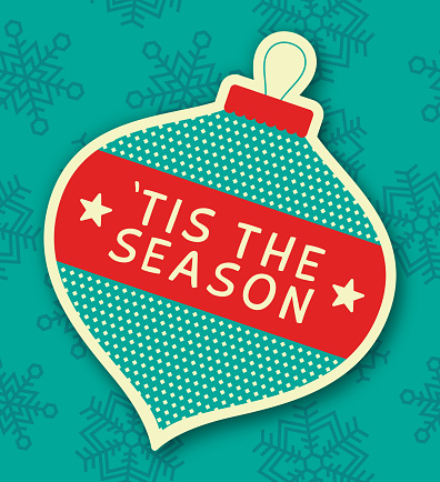 'Tis The Season Retro Holiday Christmas Ornament Message