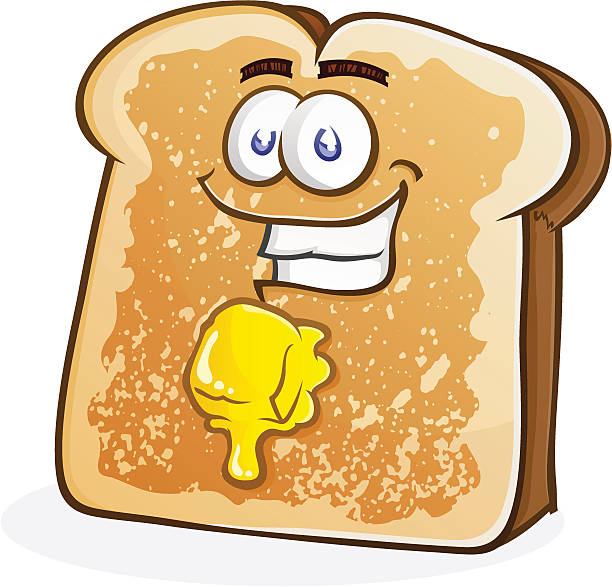 ilustrações de stock, clip art, desenhos animados e ícones de brinde carácter com manteiga - rabanada