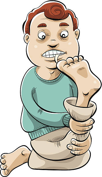 ноготь ноги biter - cartoon of closeup toes stock illustrations.