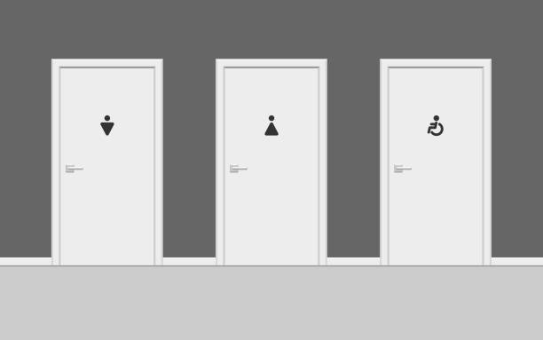 illustrations, cliparts, dessins animés et icônes de portes de toilette blanches - porte salle de bain