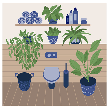 Toilet interior design with plants