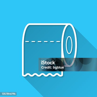istock Toilet paper roll. Icon on blue background - Flat Design with Long Shadow 1357846196