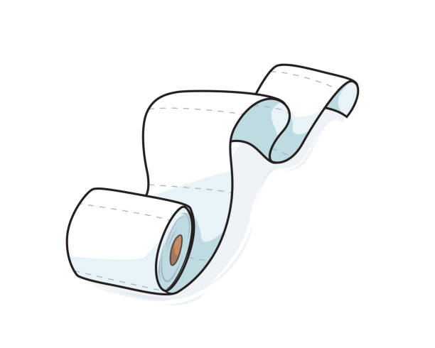Toilet paper roll rolling isolated against a white background a drawing of a toilet paper rolling down against a white background rolling stock illustrations