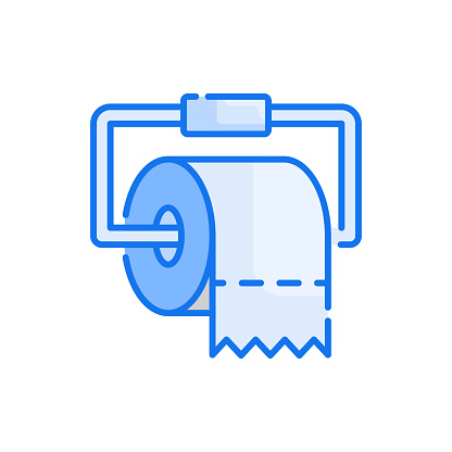 Toilet Paper vector blue colours icon style illustration. EPS 10 file