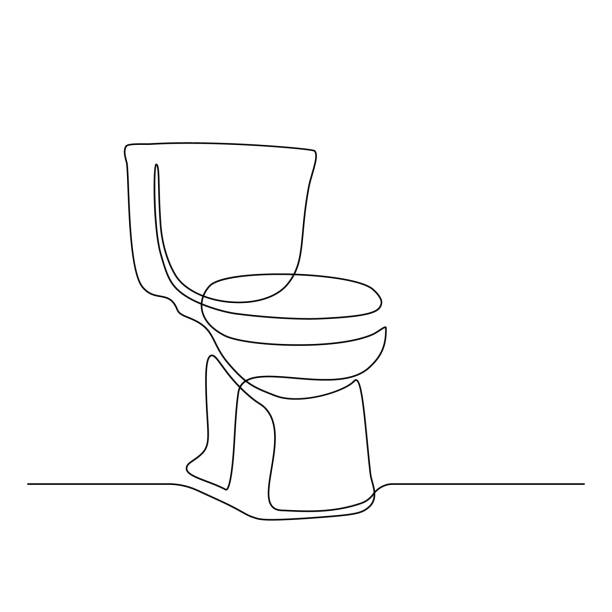 Toilet Toilet in continuous line drawing style. WC black line sketch on white background. Vector illustration bathroom drawings stock illustrations