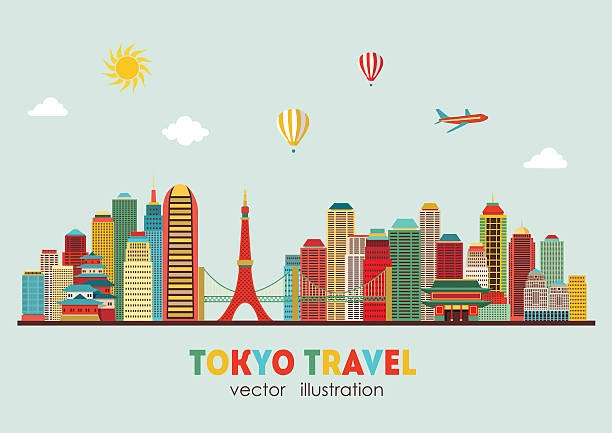 東京の街並みを一望できます。ベクトルイラスト - 東京点のイラスト素材／クリップアート素材／マンガ素材／アイコン素材