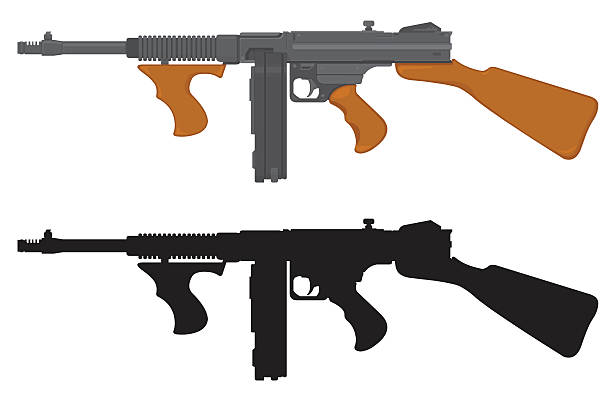 tommy gun - gun violence stock illustrations