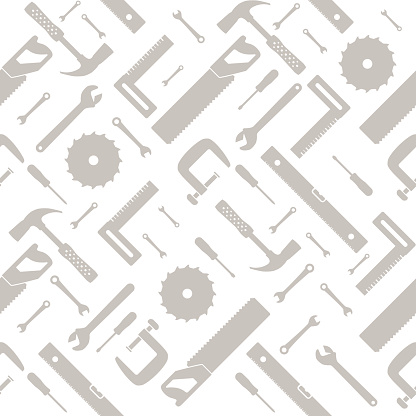 Vector illustration of tools and instruments seamless pattern