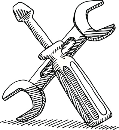 Tools Screwdriver Wrench Drawing