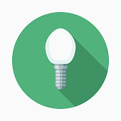A pastel colored flat design dental care icon with a long side shadow. Color swatches are global so it’s easy to edit and change the colors.