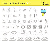tooth thin line icons, vector illustration