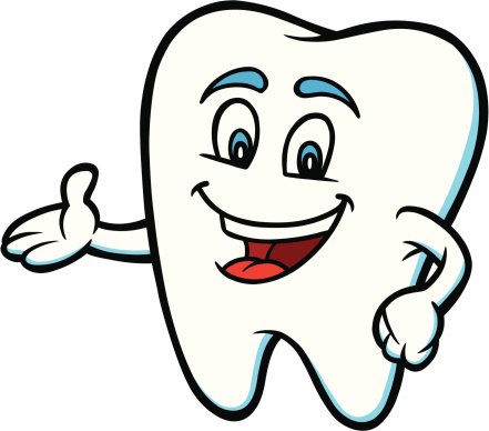 Tooth mascot pointing
