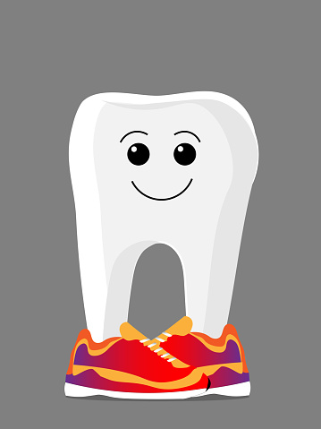 Tooth with sneakers