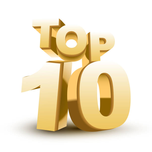 Top ten golden word Top ten golden word isolated white background 10 11 years stock illustrations