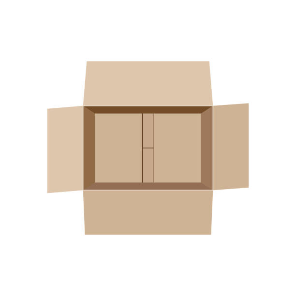 stockillustraties, clipart, cartoons en iconen met bovenaanzicht van kartonnen doos - unbox