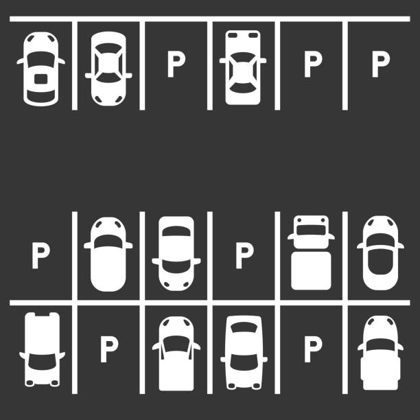ilustrações de stock, clip art, desenhos animados e ícones de top view of parking lot on white background. vector - parking lot