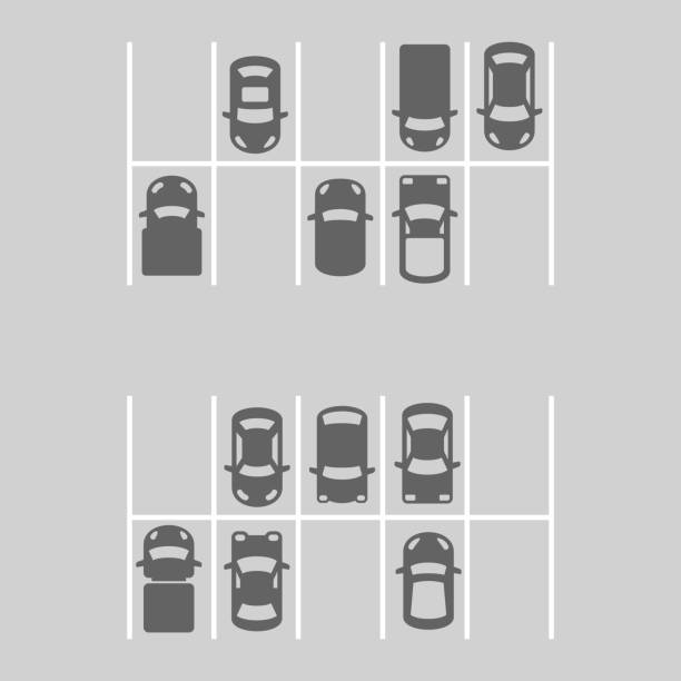 ilustrações de stock, clip art, desenhos animados e ícones de top view of parking lot. vector - parking lot