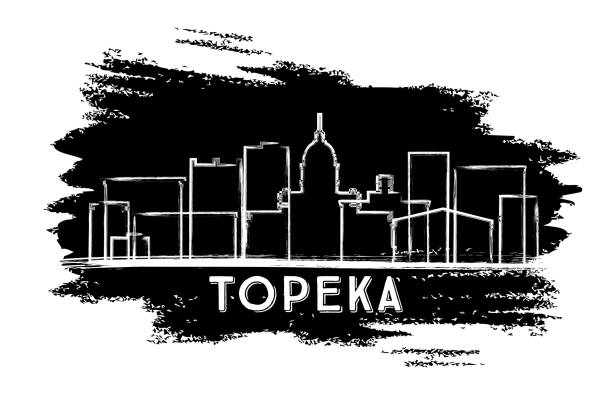 Topeka Kansas USA City Skyline Silhouette. Hand Drawn Sketch. Topeka Kansas USA City Skyline Silhouette. Hand Drawn Sketch. Vector Illustration. Business Travel and Tourism Concept with Historic Architecture. Topeka Cityscape with Landmarks. topeka stock illustrations