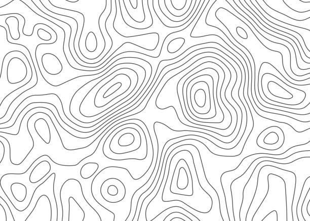 Topographic map backdrop. Conditional geography scheme and the terrain path. Contour line abstract background. Topographic map backdrop. Conditional geography scheme and the terrain path. Contour line abstract background. map designs stock illustrations