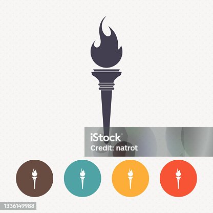 istock Torch icon on dot pattern background 1336149988