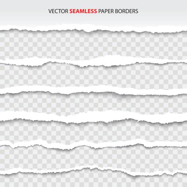 Torn paper edges, seamless horizontally. Torn paper edges, seamless horizontally, vector image. paper borders stock illustrations