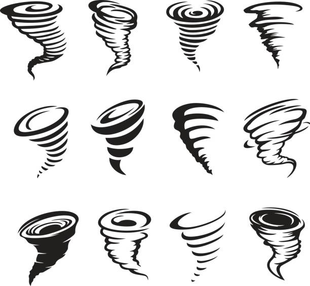 tornado designs Set of 12 tornado designs cyclone stock illustrations