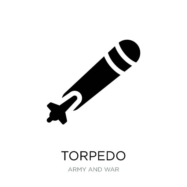 torpedo icon vector on white background, torpedo trendy filled icons from Army and war collection torpedo icon vector on white background, torpedo trendy filled icons from Army and war collection torpedo weapon stock illustrations