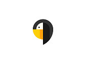 Vector illustration of toucan flat icon logo.