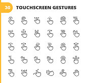 istock Touch Screen Gestures Line Icons. Editable Stroke. Pixel Perfect. For Mobile and Web. Contains such icons as Touchscreen, Gesture, Hand, Pinching, Zooming, Sliding, Tapping. 1192922633