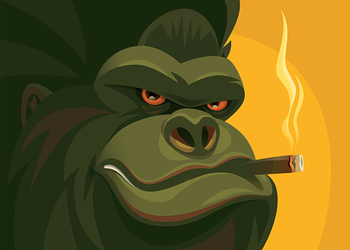 tough gorilla smoking cigar