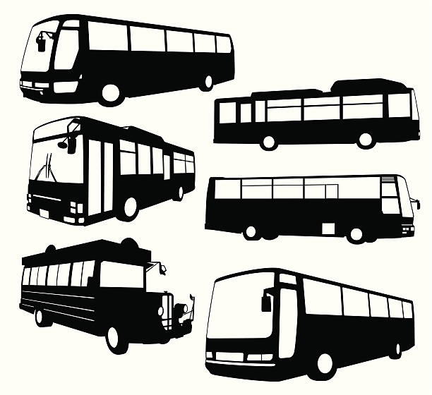 Tour Bus Collection A set of tour bus silhouette. Zip contains AI and PDF formats. bus stock illustrations