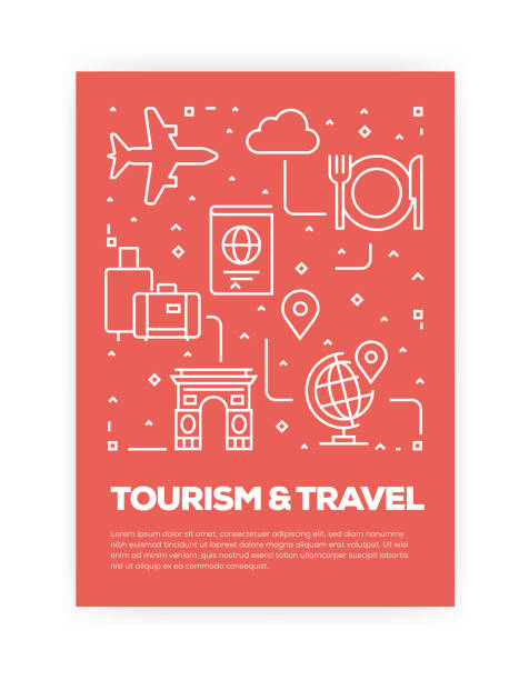 ilustrações de stock, clip art, desenhos animados e ícones de tourism and travel concept line style cover design for annual report, flyer, brochure. - happy traveling